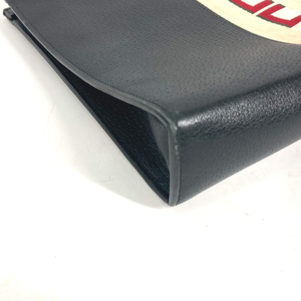 GUCCI Clutch Bag Web Stripe Logo Shoulder Clutch Leather Black - Picture 6 of 15